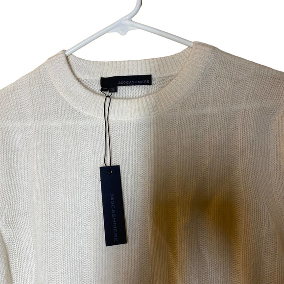 NWT 360 Cashmere White Cheryl Crewneck Cashmere Sweater sz XS - Picture 8 of 8